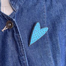 Load image into Gallery viewer, Scandi Brooch - blue heart
