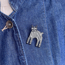 Load image into Gallery viewer, Scandi Brooch - stripey cat
