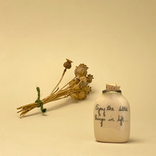 Load image into Gallery viewer, Ceramic quotation bottle and heart - little things
