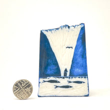 Load image into Gallery viewer, Porcelain Plaque - fjord and fish
