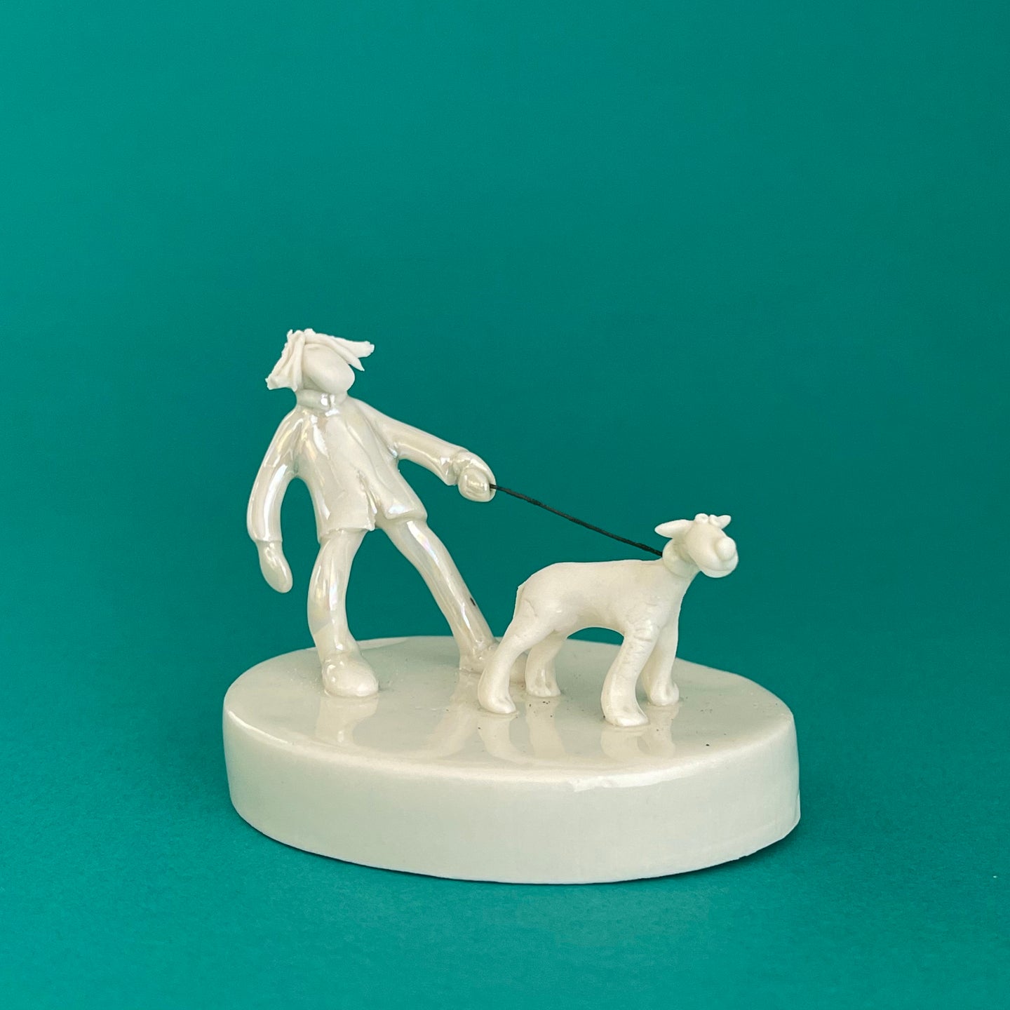 Ceramic sculpture - dog walker