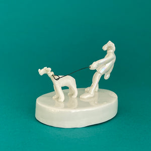 Ceramic sculpture - dog walker
