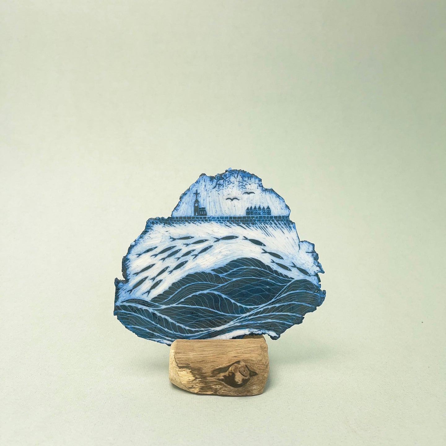 Porcelain Plaque - church and fish