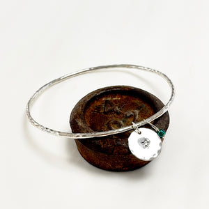 Silver hammered bangle - star