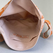 Load image into Gallery viewer, Large linen make up bag - orange ginkgo

