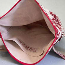 Load image into Gallery viewer, Large linen make up bag - burgundy oak leaves
