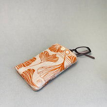 Load image into Gallery viewer, Linen glasses case - ochre ginkgo
