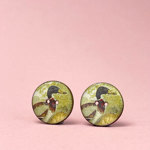 Porcelain button pair - duck