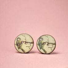 Load image into Gallery viewer, Porcelain button pair - blue tit
