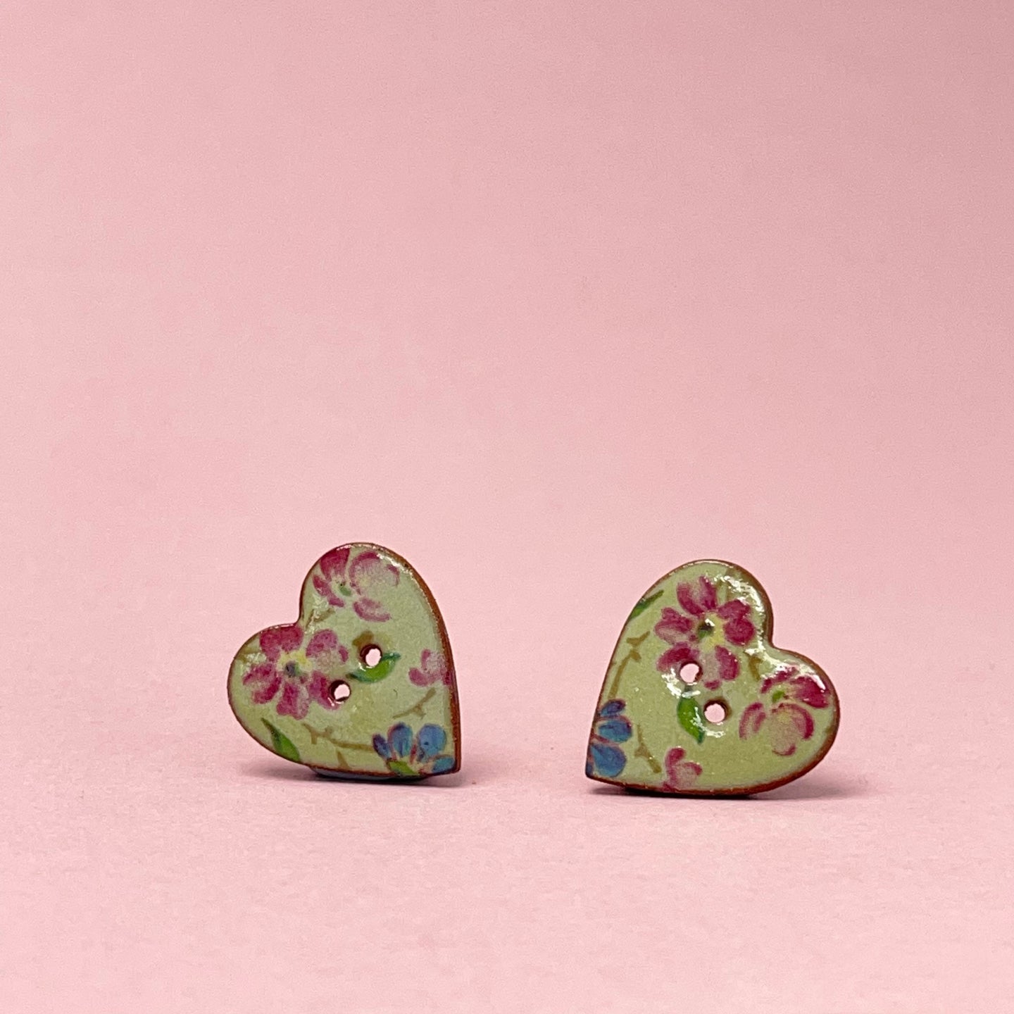 Porcelain button pair - heart