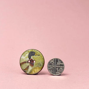 Porcelain button pair - duck