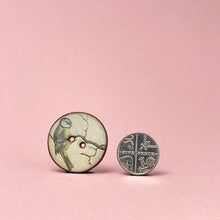 Load image into Gallery viewer, Porcelain button pair - blue tit
