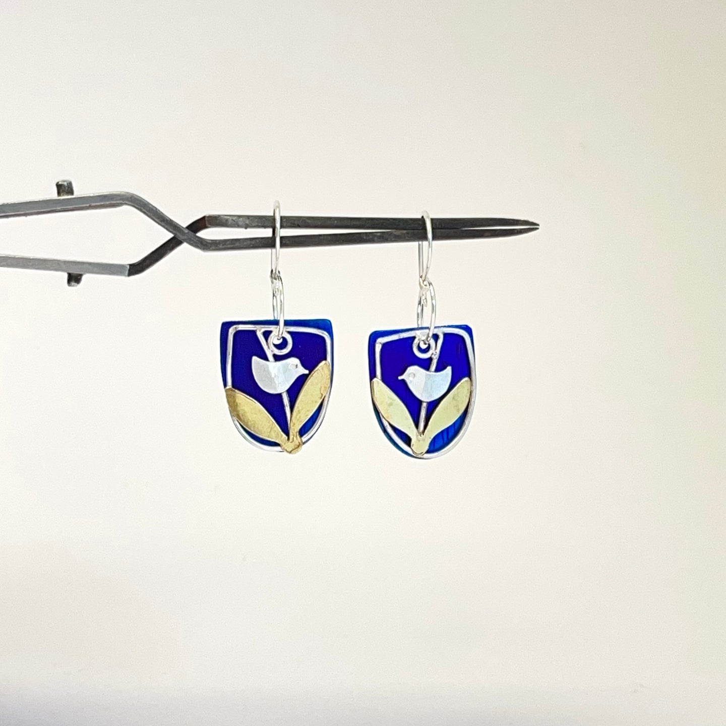 Titanium & Silver and brass drop earrings h