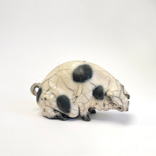 Load image into Gallery viewer, Small sitting old spot ceramic pig - Raku
