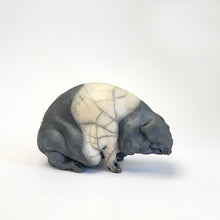Load image into Gallery viewer, Small sitting saddleback ceramic pig - Raku
