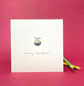 Greeting Card - merry Christmas pudding