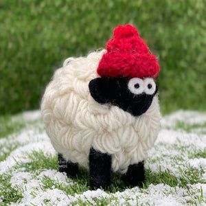 Wooly Sheep - wooly hat - red