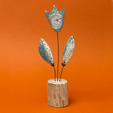 Load image into Gallery viewer, Ceramic flower on wooden base
