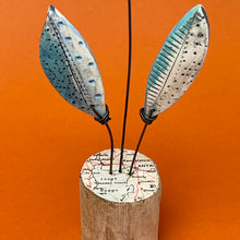 Load image into Gallery viewer, Ceramic flower on wooden base
