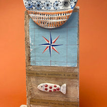 Load image into Gallery viewer, Ceramic boat on wooden plaque
