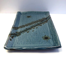 Load image into Gallery viewer, Rectangular platter - diagonal blue
