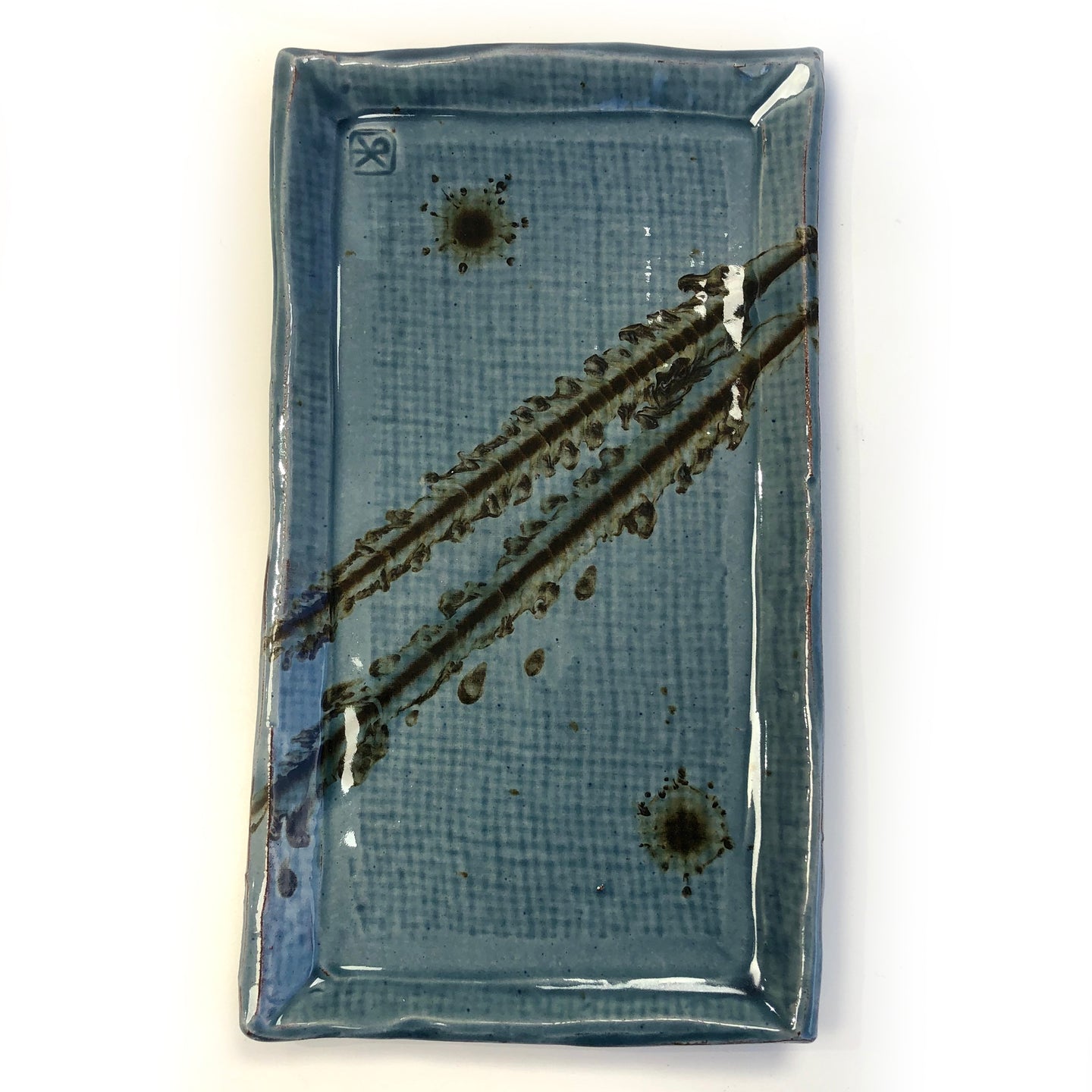 Rectangular platter - diagonal blue