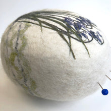 Load image into Gallery viewer, Felt pebble pin cushion - bluebells
