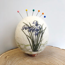 Load image into Gallery viewer, Felt pebble pin cushion - bluebells
