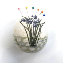 Load image into Gallery viewer, Felt pebble pin cushion - bluebells
