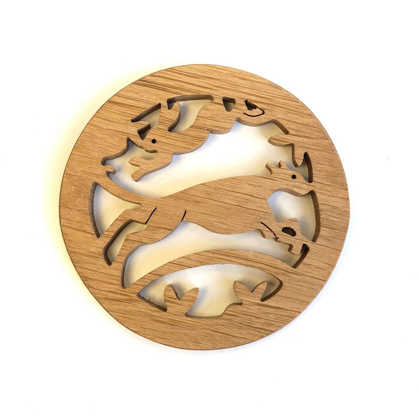 Oak fretwork coaster - hound & hare