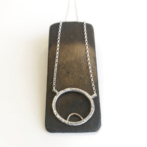 Silver ring pendant - gold arch detail