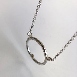 Silver ring pendant - gold dot detail