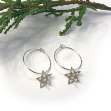 Load image into Gallery viewer, Silver hoop earrings - star
