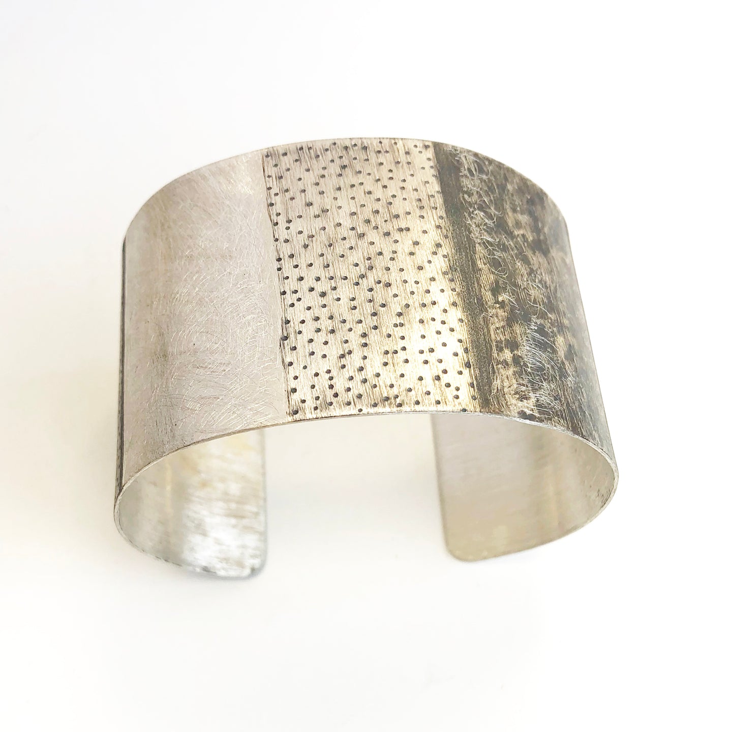 Wide silver cuff bangle