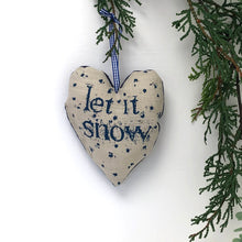 Load image into Gallery viewer, Christmas decoration - linen heart blue
