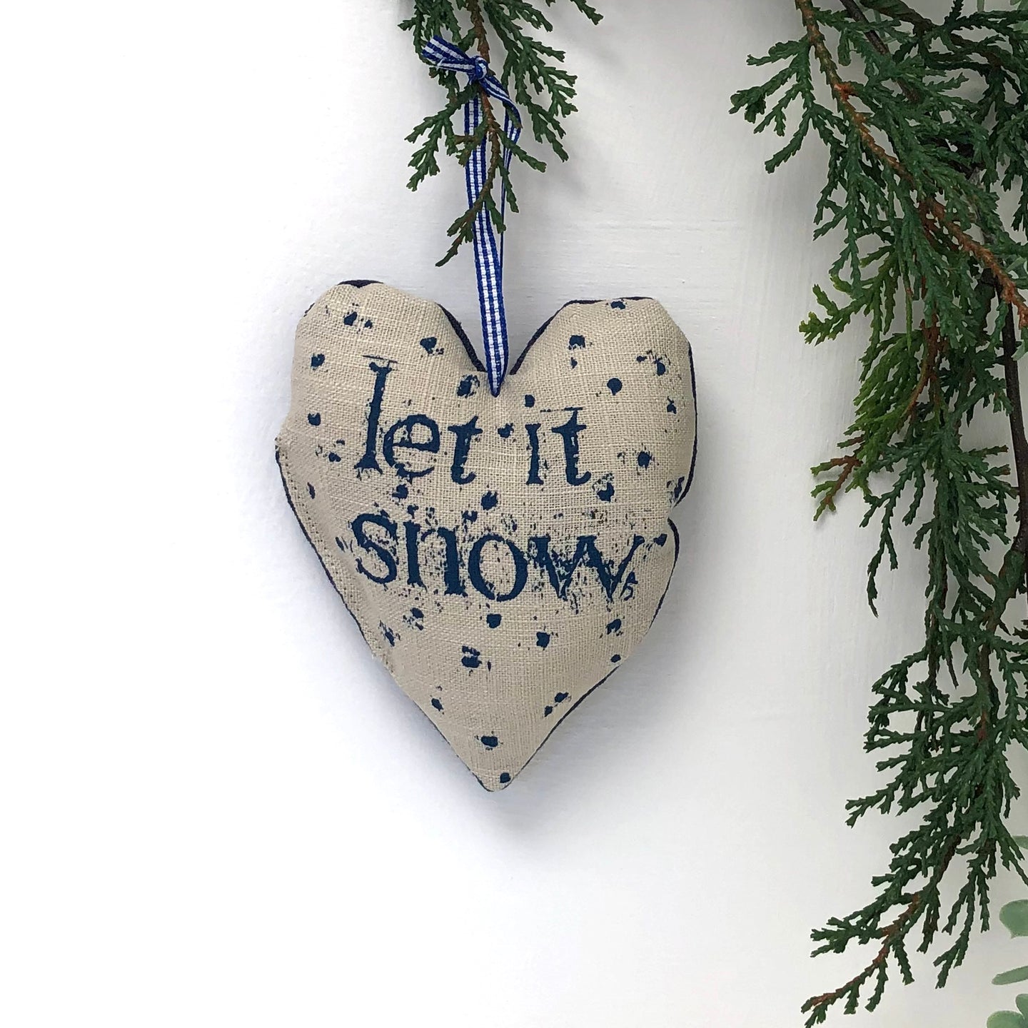 Christmas decoration - linen heart blue