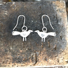 Load image into Gallery viewer, Silver blackbird drop earrings
