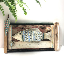 Load image into Gallery viewer, Ceramic fish on wooden wall plaque
