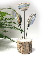 Load image into Gallery viewer, Ceramic flowers on wooden base

