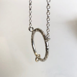 Silver ring pendant - gold ring detail