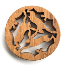 Load image into Gallery viewer, Oak pot stand - 3 hares
