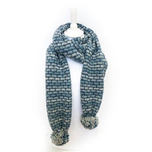 Pom Pom scarf - blue