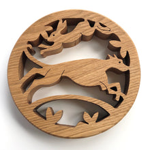 Load image into Gallery viewer, Oak pot stand - hare &amp; hound
