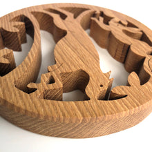 Load image into Gallery viewer, Oak pot stand - hare &amp; hound
