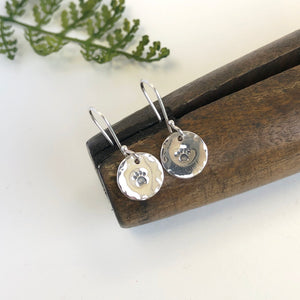 Silver drop earrings - paw print