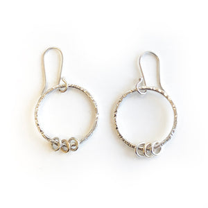 Silver & gold ring drop earrings