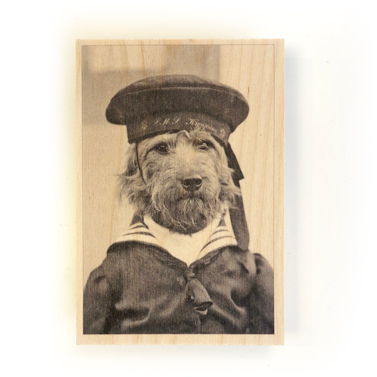 Wooden postcard - sailor dog
