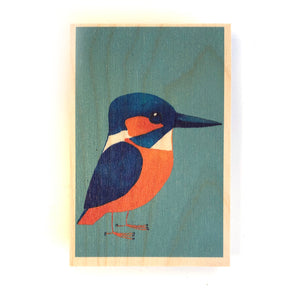 Wooden postcard - kingfisher