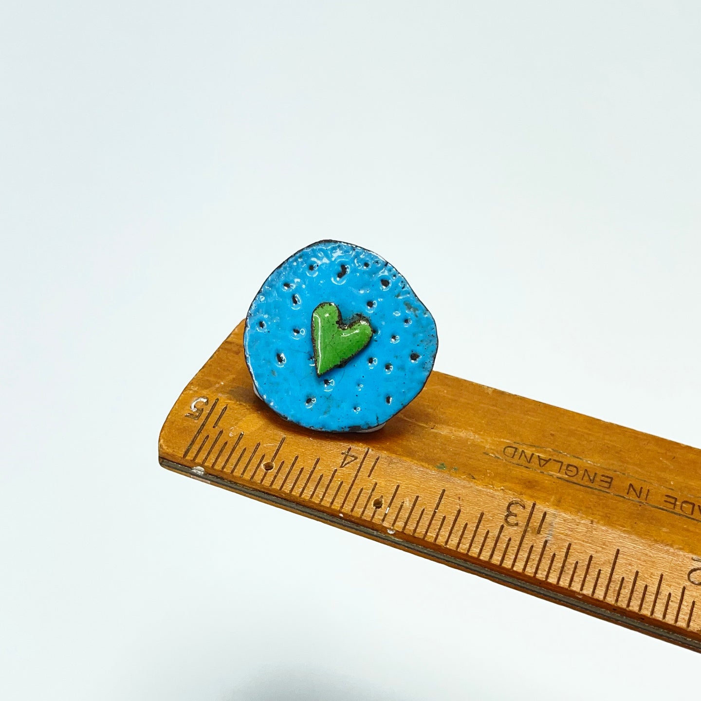 Enamel heart brooch - blue / green