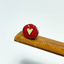 Load image into Gallery viewer, Enamel heart brooch - red / lime
